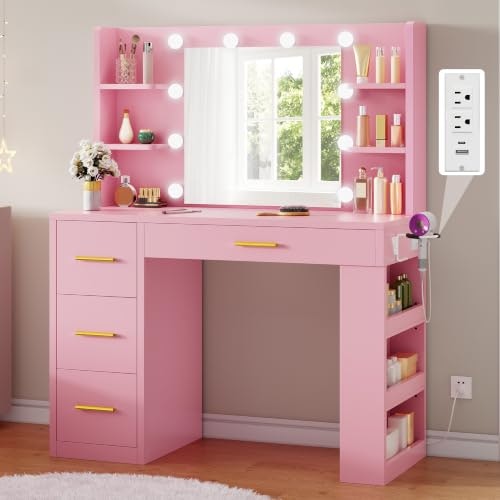 Yitahome Vanity Desk with Mirror and Lights: $149.98 Yitahome Vanity Desk with Mirror and Lights: $149.98