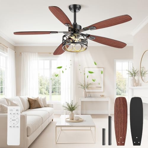 Blnan 52" 5-Blade Ceiling Fan with Light and Remote: $39.99