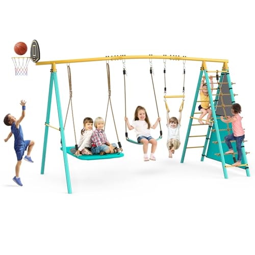 Jocoevol Heavy-Duty Metal Backyard Swing Set: $242.99