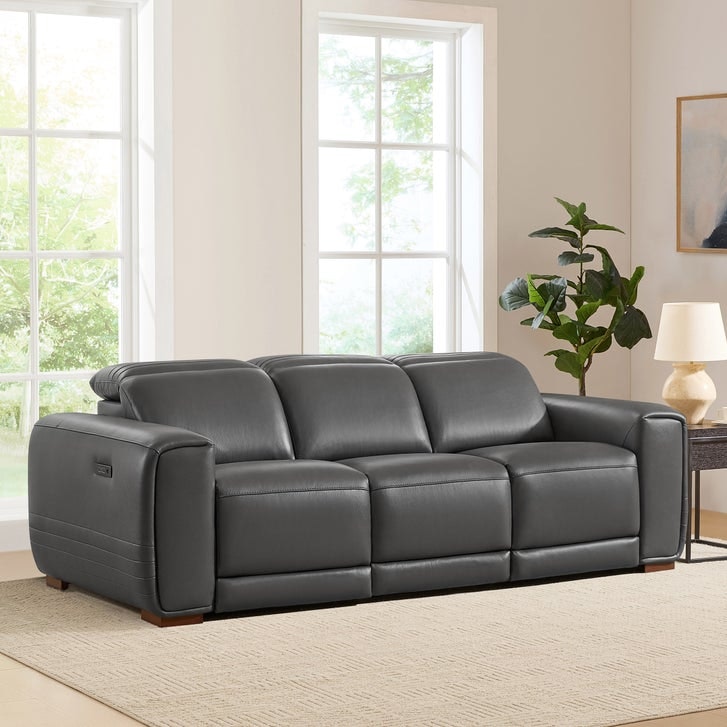 Karson Leather Power Reclining Sofa w/ Power Headrests: $1,500