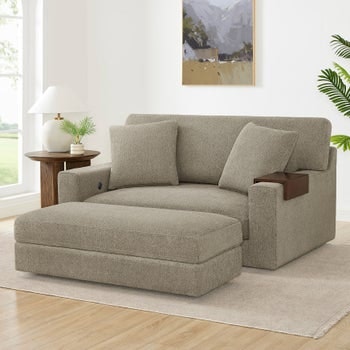 Thomasville Gilroy Fabric Oversized Storage Chair & Storage Ottoman: $500