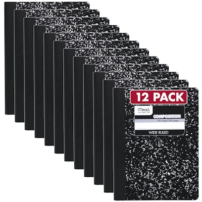Mead Wide Ruled Composition Notebook 12-Pack for $15 + free shipping w/ Prime
