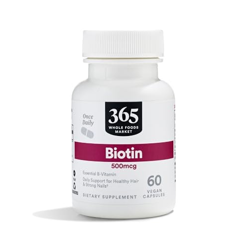 365 by Whole Foods Market Biotin 500mcg Vegetarian Capsules 60-Count: $4.31