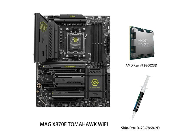MSI MAG X870E Tomahawk WiFi Motherboard and AMD Ryzen 9 9900X3D CPU Combo: $1,399.99