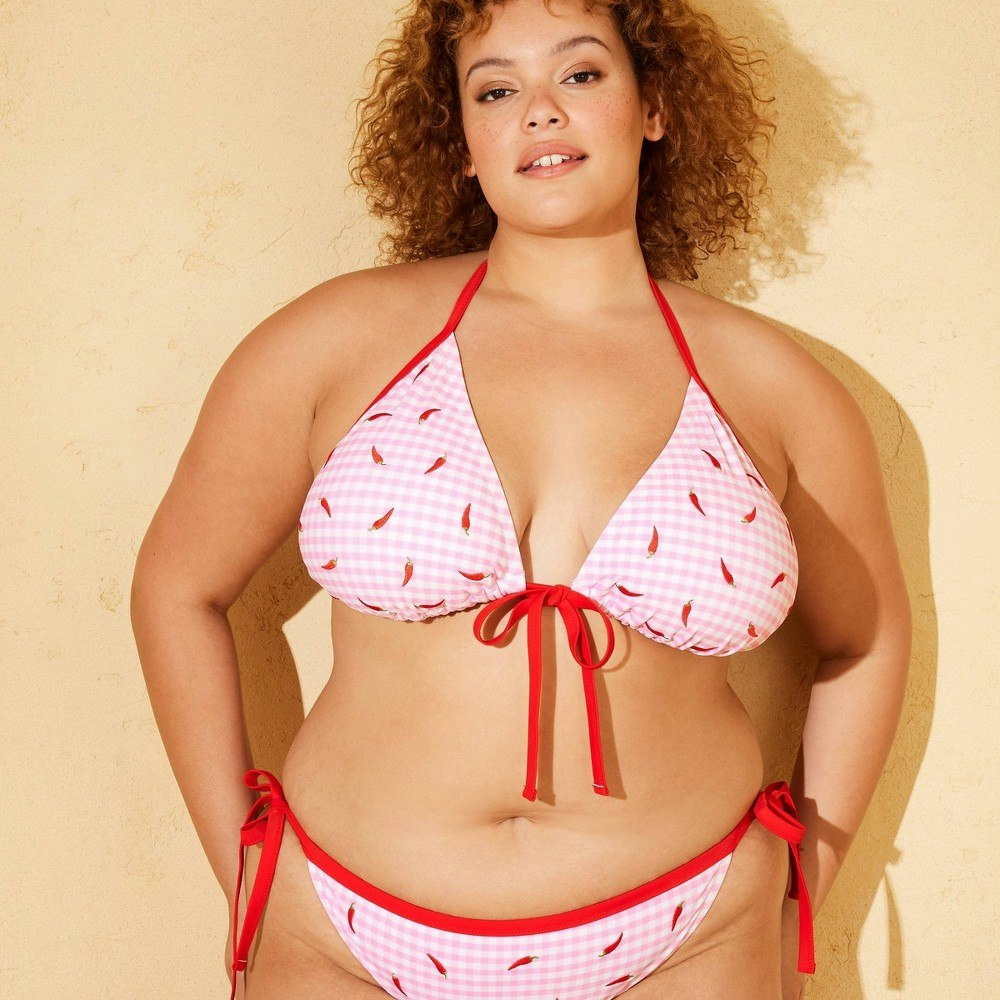 Wild Fable Women's Chili Embroidered Center-Tie Triangle Bikini Top: $16