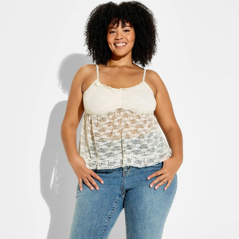 Wild Fable Women's Lace Babydoll Tank Top 1X: $9 Wild Fable Women's Lace Babydoll Tank Top 1X: $9