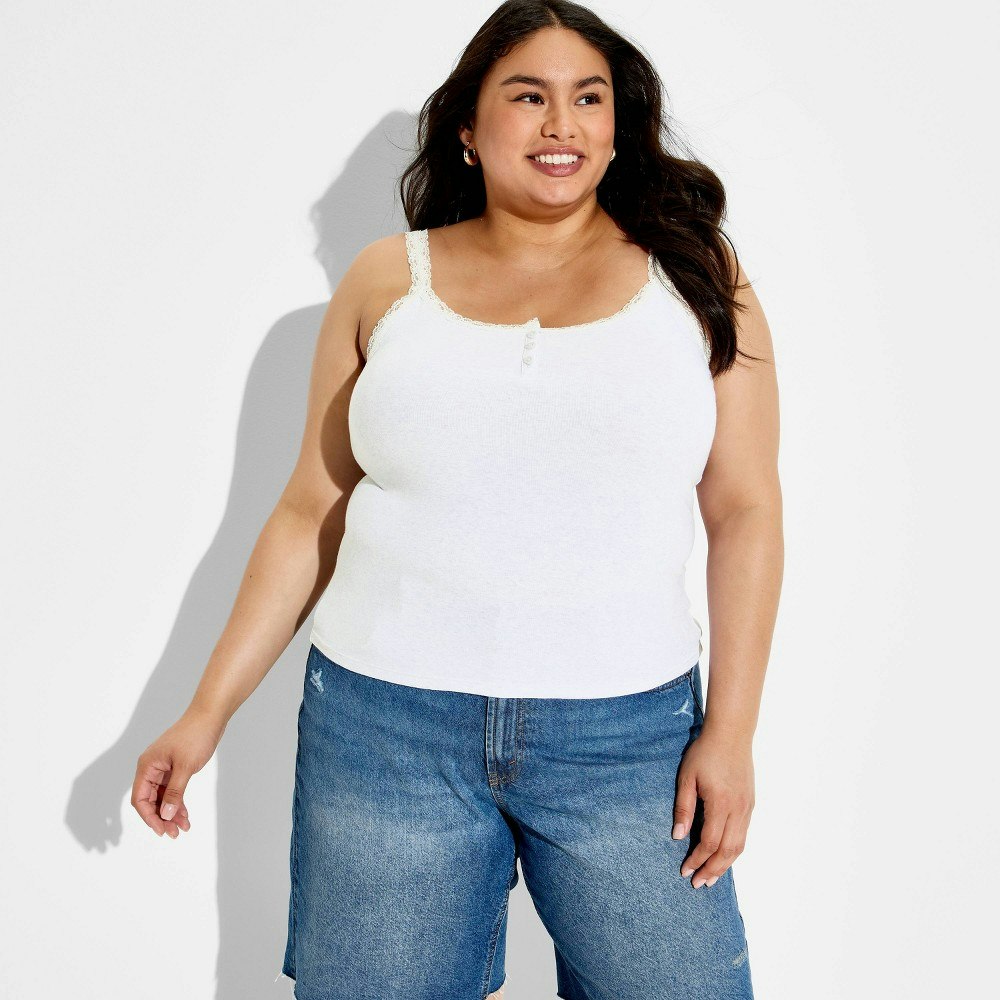 Women's Lace Trim Henley Cami: $6.50 Women's Lace Trim Henley Cami: $6.50