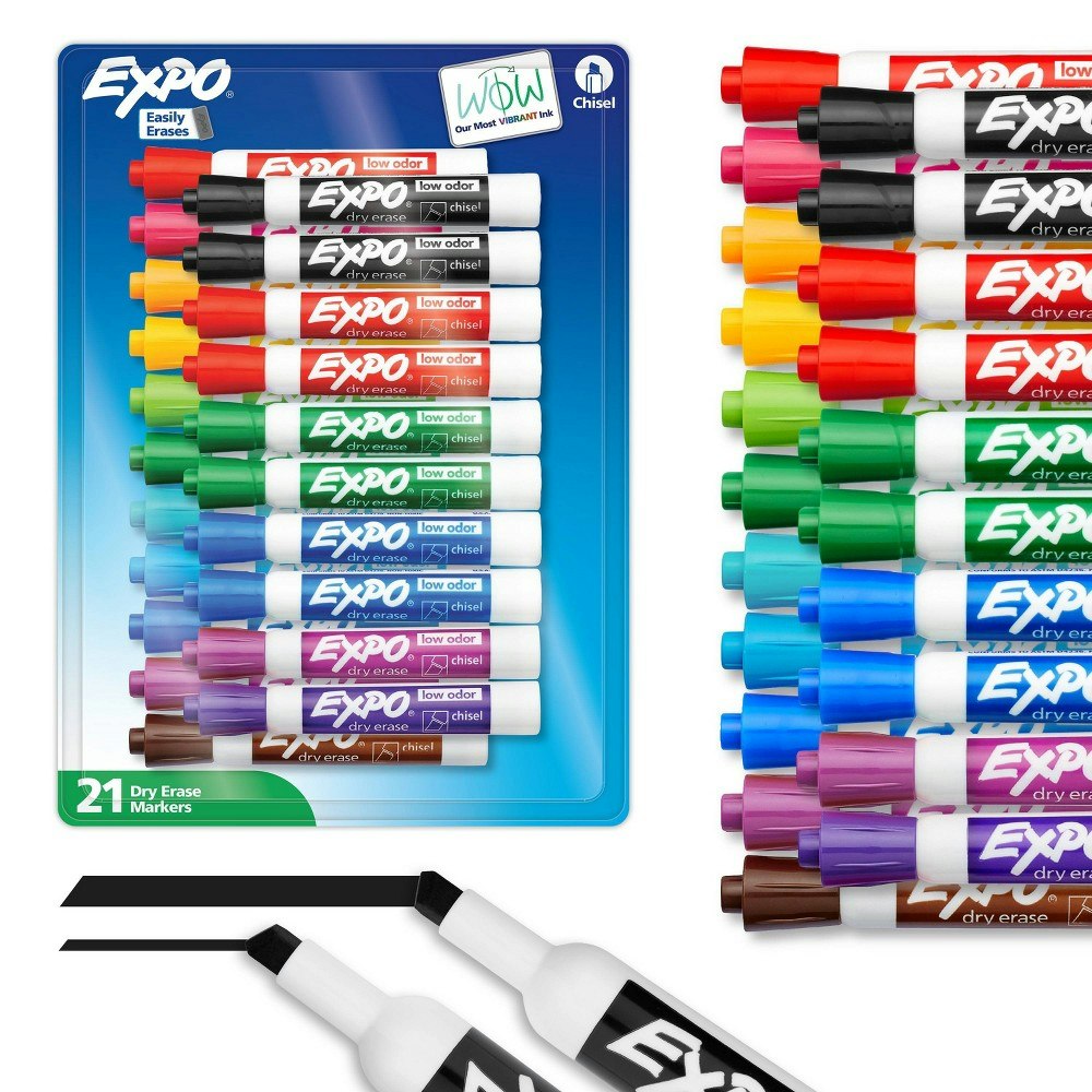 Expo Chisel Tip Dry Erase Markers 21-Pack: $12.99 Expo Chisel Tip Dry Erase Markers 21-Pack: $12.99