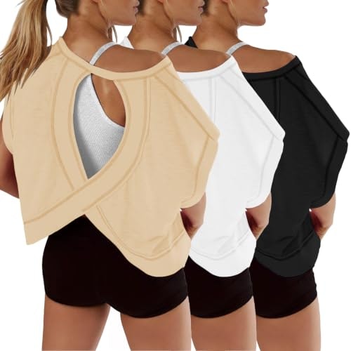 Siyaacg Women's Open Back Short Sleeve Workout Tops 3-Pack: $36.98 Siyaacg Women's Open Back Short Sleeve Workout Tops 3-Pack: $36.98