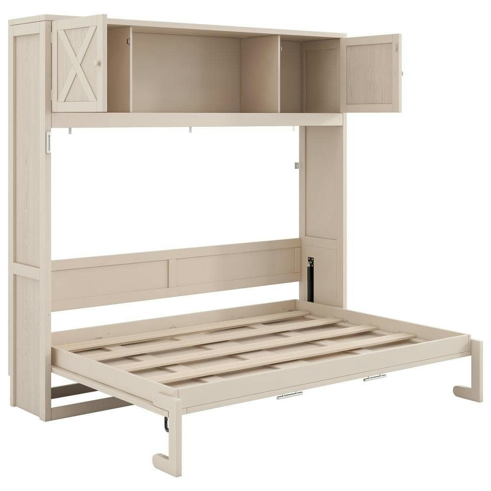 Beige Wood Murphy Bed with Storage Cabinets: $2,038.99 Beige Wood Murphy Bed with Storage Cabinets: $2,038.99