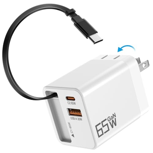 65W 3-Port GaN USB C Charger with 0.7m Retractable Cable: $19.98 65W 3-Port GaN USB C Charger with 0.7m Retractable Cable: $19.98