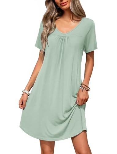 Ekouaer Bamboo Viscose V-Neck Nightgown: $9.99 Ekouaer Bamboo Viscose V-Neck Nightgown: $9.99