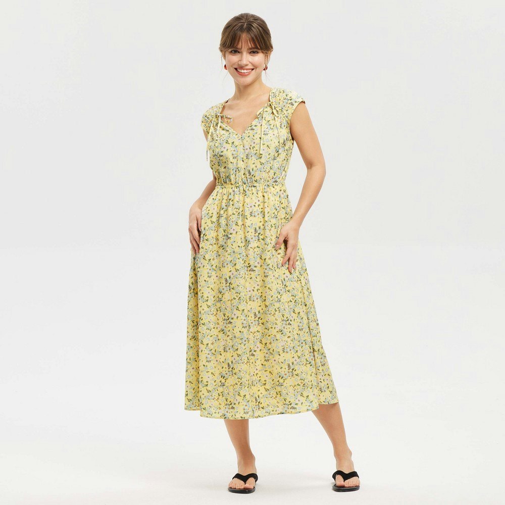 Women's Cap Sleeve Tie Shoulder Midi Dress: $29.40 Women's Cap Sleeve Tie Shoulder Midi Dress: $29.40