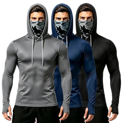 Lqugui Men's Hooded UPF Sun Protection Long Sleeve Shirt 3-Pack: $28.99 Lqugui Men's Hooded UPF Sun Protection Long Sleeve Shirt 3-Pack: $28.99