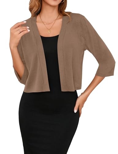 Iandroiy Women's 3/4 Sleeve Open Front Cropped Cardigan: $11.97