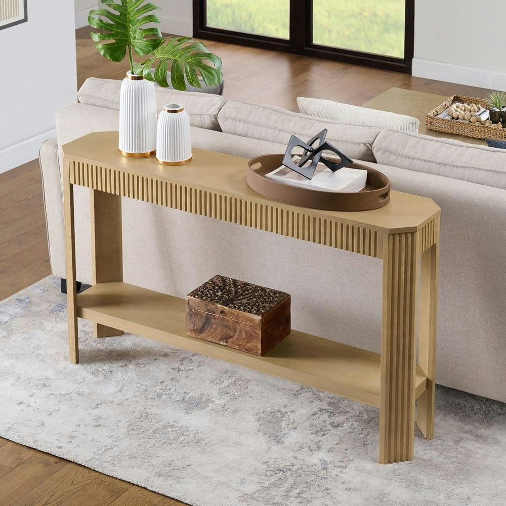 56-Inch Light Oak Rectangular Wood Console Table: $132.73 56-Inch Light Oak Rectangular Wood Console Table: $132.73