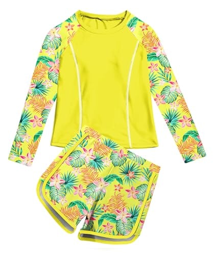 Vogseek Girls' 2-Piece Long Sleeve Flower Swimsuit Size 7-8: $19.99 Vogseek Girls' 2-Piece Long Sleeve Flower Swimsuit Size 7-8: $19.99
