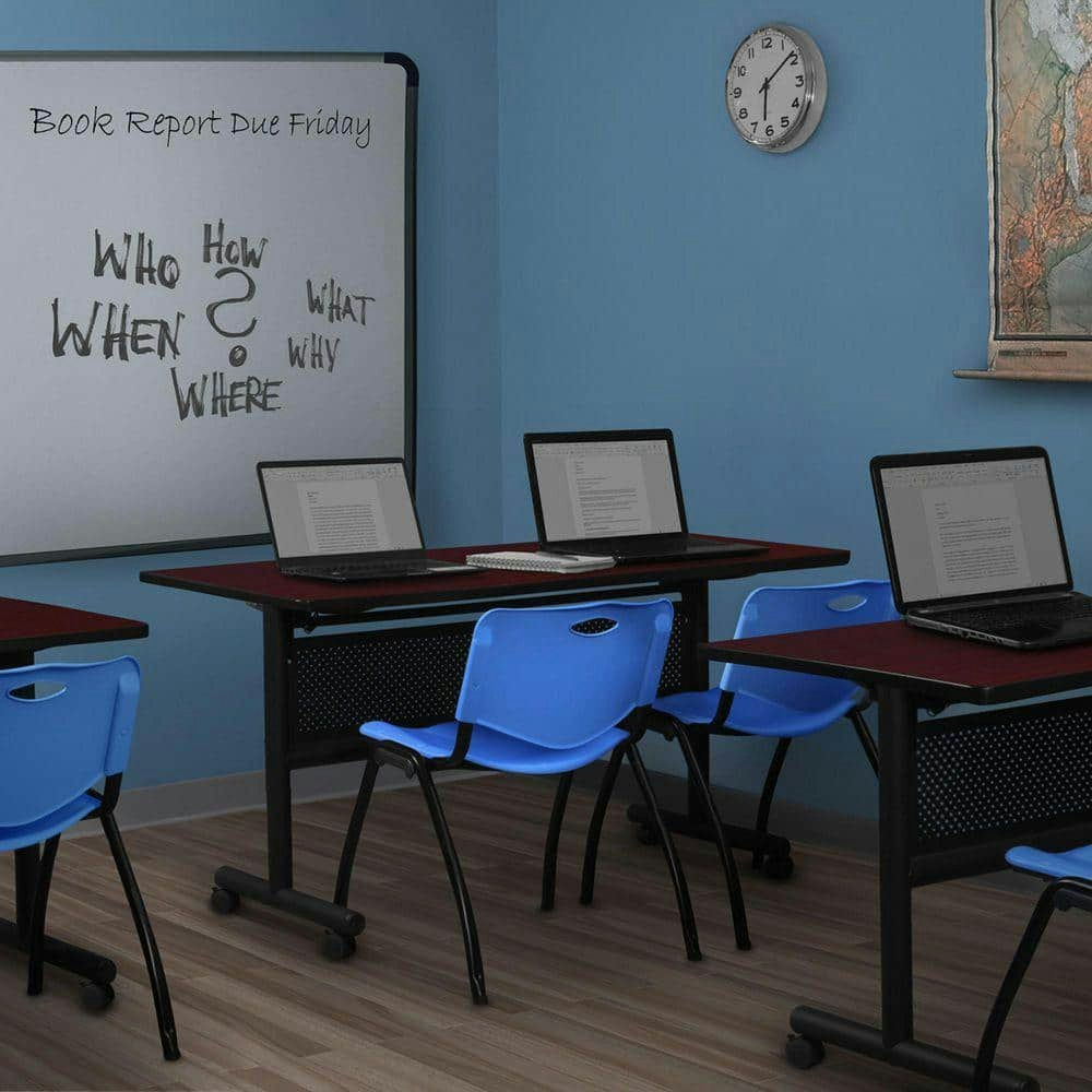 Kobe 72" x 30" Mahogany Flip-Top Nesting Table and 2 Stackable Chairs Set: $778.37