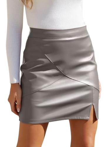 We1Fit Women's Faux Leather Slit Bodycon Mini Skirt: $32.29