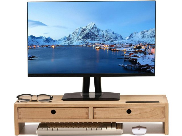 Kirigen Wood Monitor Stand with 2 Drawers: $113.99 Kirigen Wood Monitor Stand with 2 Drawers: $113.99