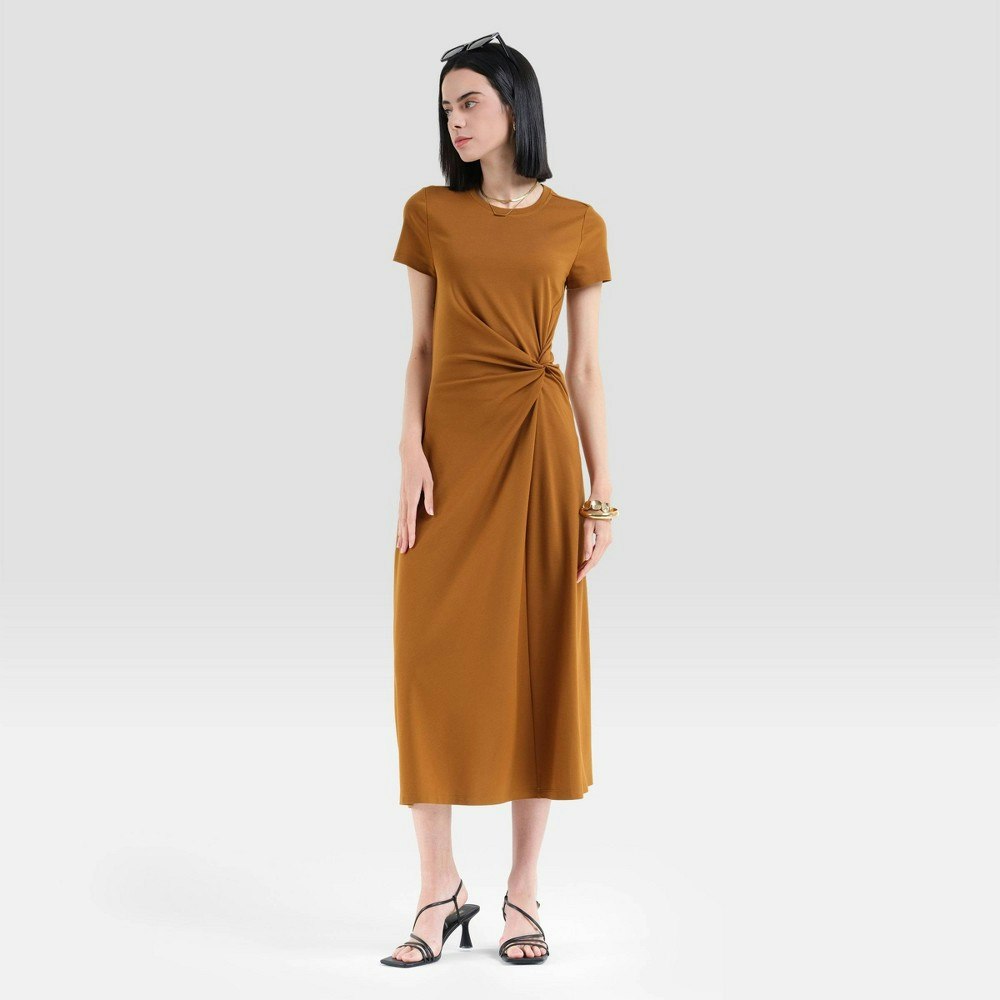 A New Day Women's Short Sleeve Ruched Waist Midi T-Shirt Dress: $40 A New Day Women's Short Sleeve Ruched Waist Midi T-Shirt Dress: $40
