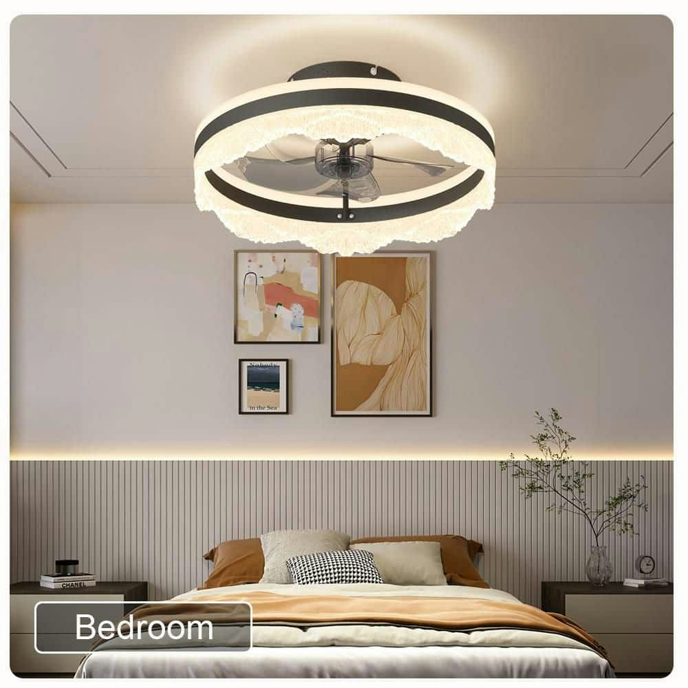 20-Inch Smart Caged Flush Mount Ceiling Fan with LED Light: $79