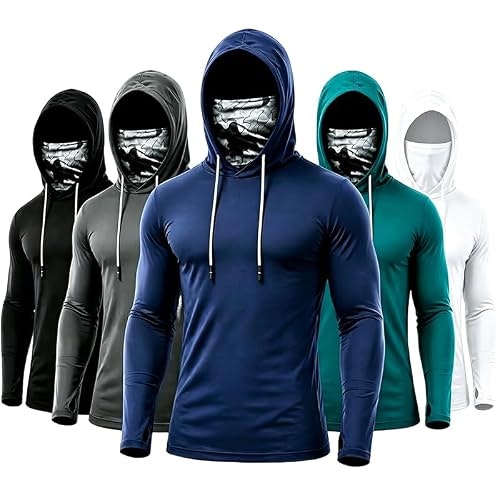 Lqugui Men's Hooded UPF Sun Protection Long Sleeve Shirt 5-Pack: $35.99 Lqugui Men's Hooded UPF Sun Protection Long Sleeve Shirt 5-Pack: $35.99