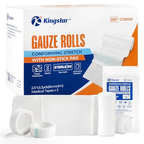 Kingstar 2.5-inch x 3.3-yard Conforming Stretch Gauze Roll with Non-Stick Pad: $7.19 Kingstar 2.5-inch x 3.3-yard Conforming Stretch Gauze Roll with Non-Stick Pad: $7.19