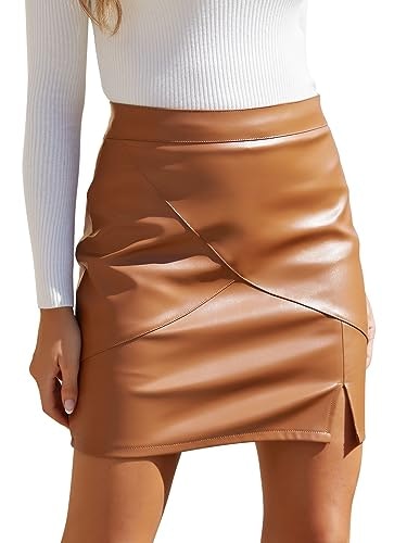 We1Fit Women's High-Waisted Faux Leather Bodycon Mini Skirt with Shorts: $32.29 We1Fit Women's High-Waisted Faux Leather Bodycon Mini Skirt with Shorts: $32.29