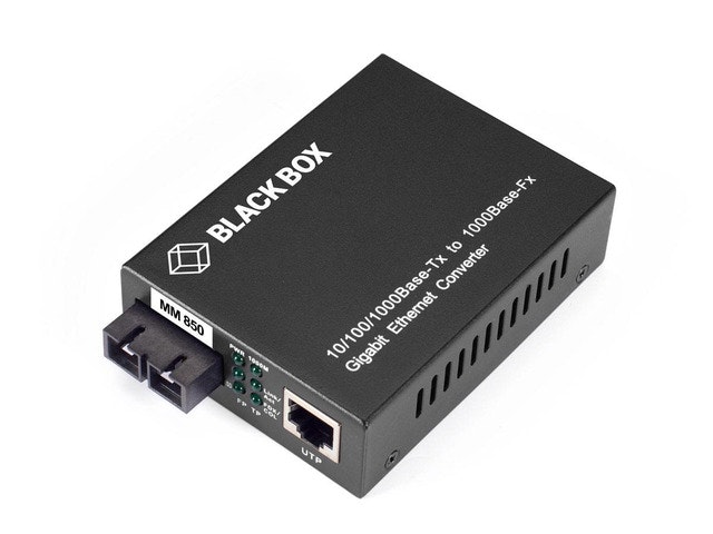 Black Box Gigabit Multi-Mode Fiber to RJ-45 Media Converter: $89.99