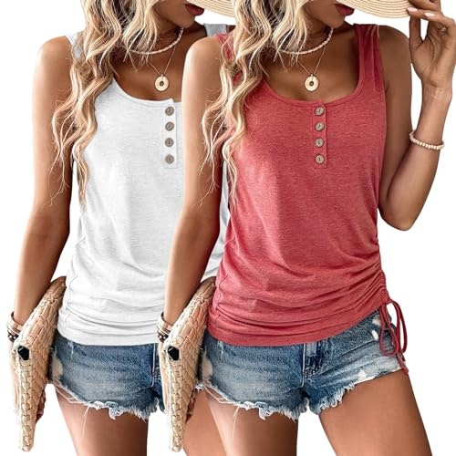 Women's Henley Tank Tops 2-Pack: $18.97