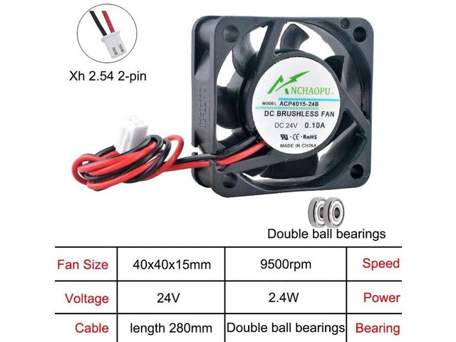 ACP4015 40x40x15mm 24V Axial Cooling Fan: $17 ACP4015 40x40x15mm 24V Axial Cooling Fan: $17