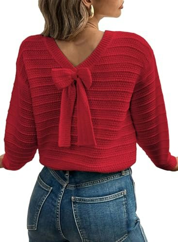 Evaless Women's Bow Knit Pullover Sweater: $25.98 Evaless Women's Bow Knit Pullover Sweater: $25.98
