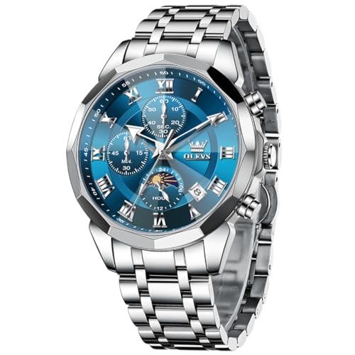 Olevs Men's Blue Face Stainless Steel Analog Watch: $38.22 Olevs Men's Blue Face Stainless Steel Analog Watch: $38.22
