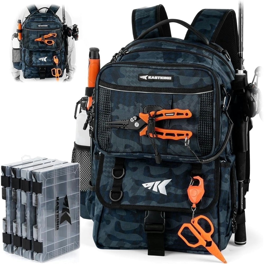 KastKing 50L Fishing Tackle Backpack with 4 Tackle Boxes: $83.98 KastKing 50L Fishing Tackle Backpack with 4 Tackle Boxes: $83.98