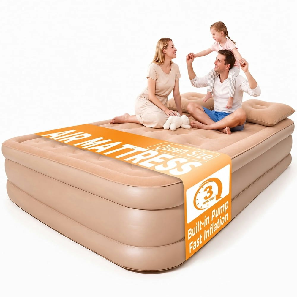Patbrela 16-Inch Queen Air Mattress with Built-in Rechargeable Pump and Light: $54.96 Patbrela 16-Inch Queen Air Mattress with Built-in Rechargeable Pump and Light: $54.96