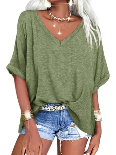 Langwyqu Women's Oversized V-Neck T-Shirt: $9.98 Langwyqu Women's Oversized V-Neck T-Shirt: $9.98