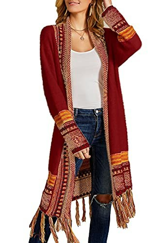 Ferbia Women's Aztec Tassel Fringe Cardigan Sweater: $36.08 Ferbia Women's Aztec Tassel Fringe Cardigan Sweater: $36.08