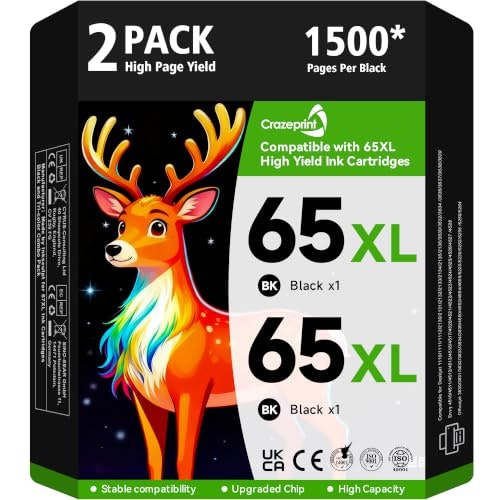 Crazeprint 65XL Black Ink Cartridge 2-Pack: $30.98 Crazeprint 65XL Black Ink Cartridge 2-Pack: $30.98