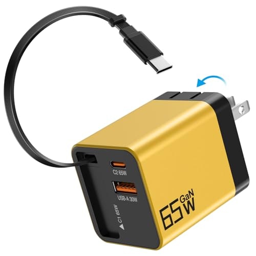 65W 3-Port GaN USB-C Charger with 0.7m Retractable Cable: $19.98 65W 3-Port GaN USB-C Charger with 0.7m Retractable Cable: $19.98