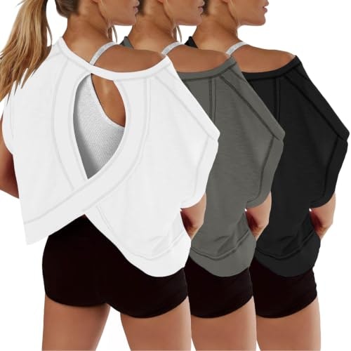 Siyaacg Women's Open Back Short Sleeve Workout Tops 3-Pack: $36.99 Siyaacg Women's Open Back Short Sleeve Workout Tops 3-Pack: $36.99