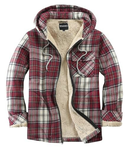 Elesuit Men's Fleece-Lined Flannel Hoodie Jacket: $31.44