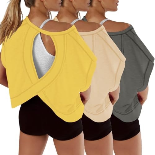 Siyaacg Women's Open Back Short Sleeve Workout Tops 3-Pack: $36.98 Siyaacg Women's Open Back Short Sleeve Workout Tops 3-Pack: $36.98
