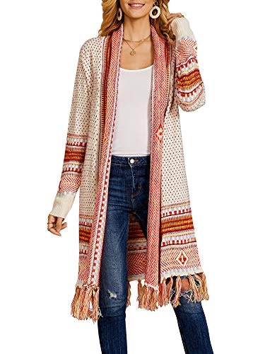 Ferbia Women's Boho Aztec Tribal Fringe Cardigan Sweater: $36.08 Ferbia Women's Boho Aztec Tribal Fringe Cardigan Sweater: $36.08