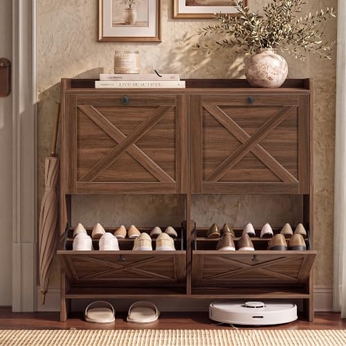 Vasagle Narrow 4-Flip-Drawer Shoe Storage Cabinet: $109.99 Vasagle Narrow 4-Flip-Drawer Shoe Storage Cabinet: $109.99