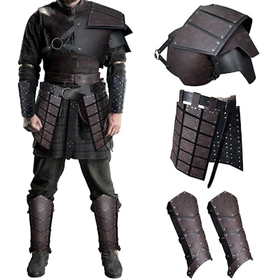 HiiFeuer Medieval Faux Leather Single Pauldron Shoulder Armor w/ Thigh & Leg Armor for $127 + free shipping