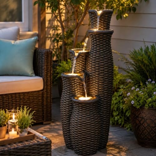 33-inch Faux Rattan Vase Water Fountain: $189.52 33-inch Faux Rattan Vase Water Fountain: $189.52