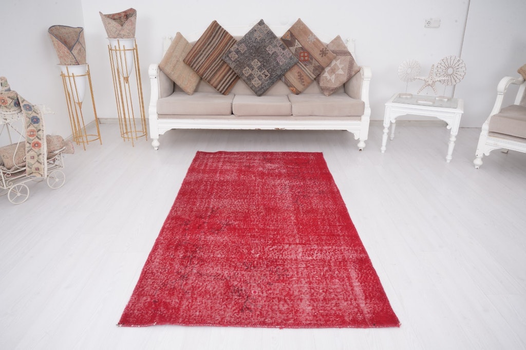 Vintage Turkish Oushak 4x7-Foot Hand-Knotted Wool Area Rug: $105