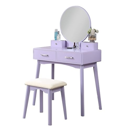 Liannon 4-Drawer Wood Vanity and Stool Set: $127.96 Liannon 4-Drawer Wood Vanity and Stool Set: $127.96