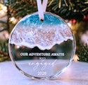 Our Adventure Awaits Glass Engagement Ornament for $6 + free shipping w/ Prime